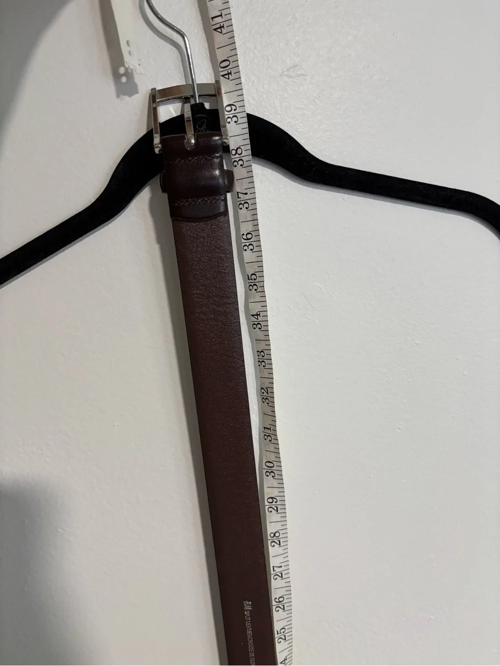 H&M Men's Dark Brown Leather Belt with Silver Buckle